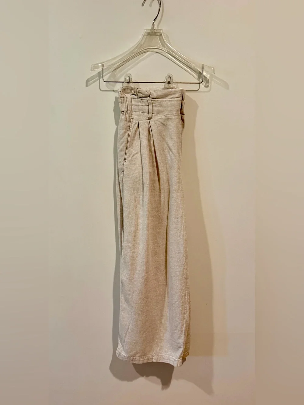 Banana Republic Linen Paperbag Wide Leg Trouser Petite 10 Natural — No Belt